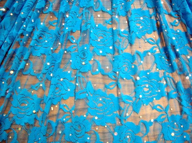 6.Turquoise-Silver Romance Flower Lace With Sequins